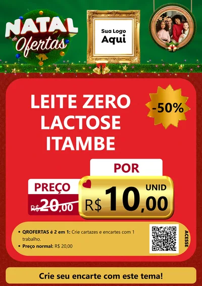 Modelo de Cartaz para Cartaz A4 Vertical com o tema Natal de Ofertas para Frios e Laticínios