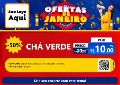 Modelo de Cartaz para Cartaz A4 Horizontal com o tema Ofertas de Janeiro para Produtos Naturais