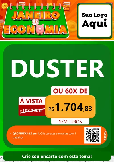 Modelo de Cartaz para Cartaz A4 Vertical com o tema Janeiro da Economia para Concessionaria de Carros
