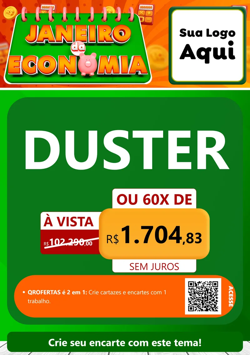 Modelo de Cartaz para Cartaz A4 Vertical com o tema Janeiro da Economia para Concessionaria de Carros