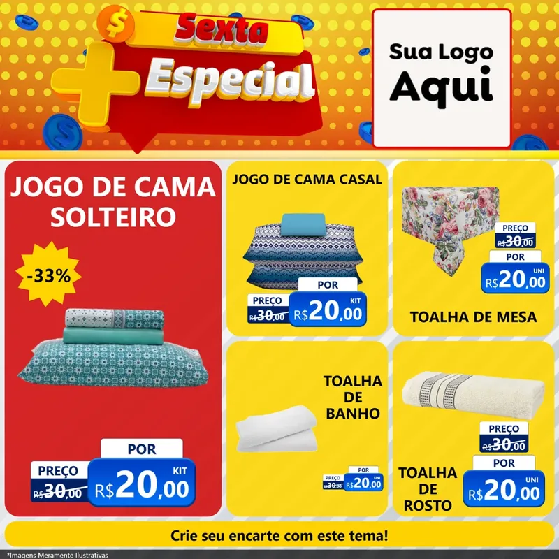 Modelo de Rede Social para Feed Facebook com o tema Sexta Mais Especial para Cama, Mesa e Banho