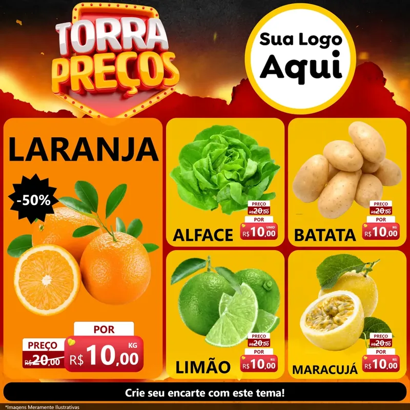 Modelo de Rede Social para Feed Facebook com o tema Torra Preços para Hortifrúti