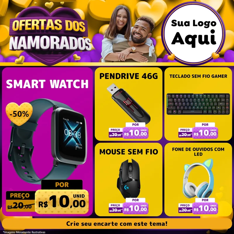 Modelo de Rede Social para Feed Facebook com o tema Oferta Dos Namorados para Informática