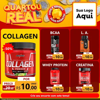 Modelo de Rede Social para Feed Facebook com o tema Quartou do Real para Suplementos alimentares