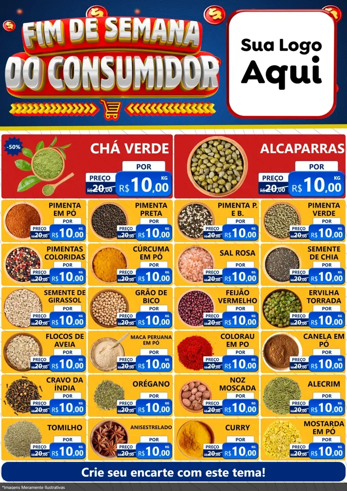 Modelo de Encarte para Encarte A4 Vertical com o tema Fim de Semana do Consumidor para Produtos Naturais