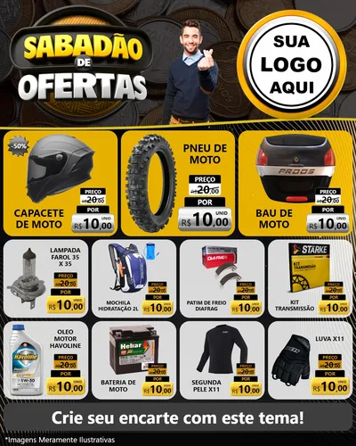 Modelo de Rede Social para Feed Instagram com o tema Sabadão de Ofertas para Moto peças
