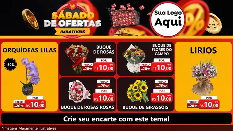 Modelo de TV para TV Horizontal com o tema Sábado de Ofertas Imbatíveis para Floricultura e jardim