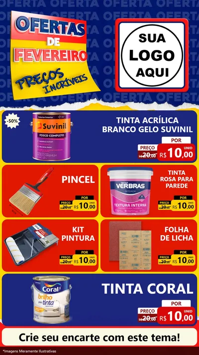 Modelo de TV para TV Vertical com o tema Ofertas de Fevereiro - Preços Incríveis para Tintas e Ferramentas