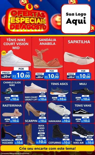 Modelo de Encarte para Encarte Grande com o tema Ofertas Especiais de Agosto para Calçados