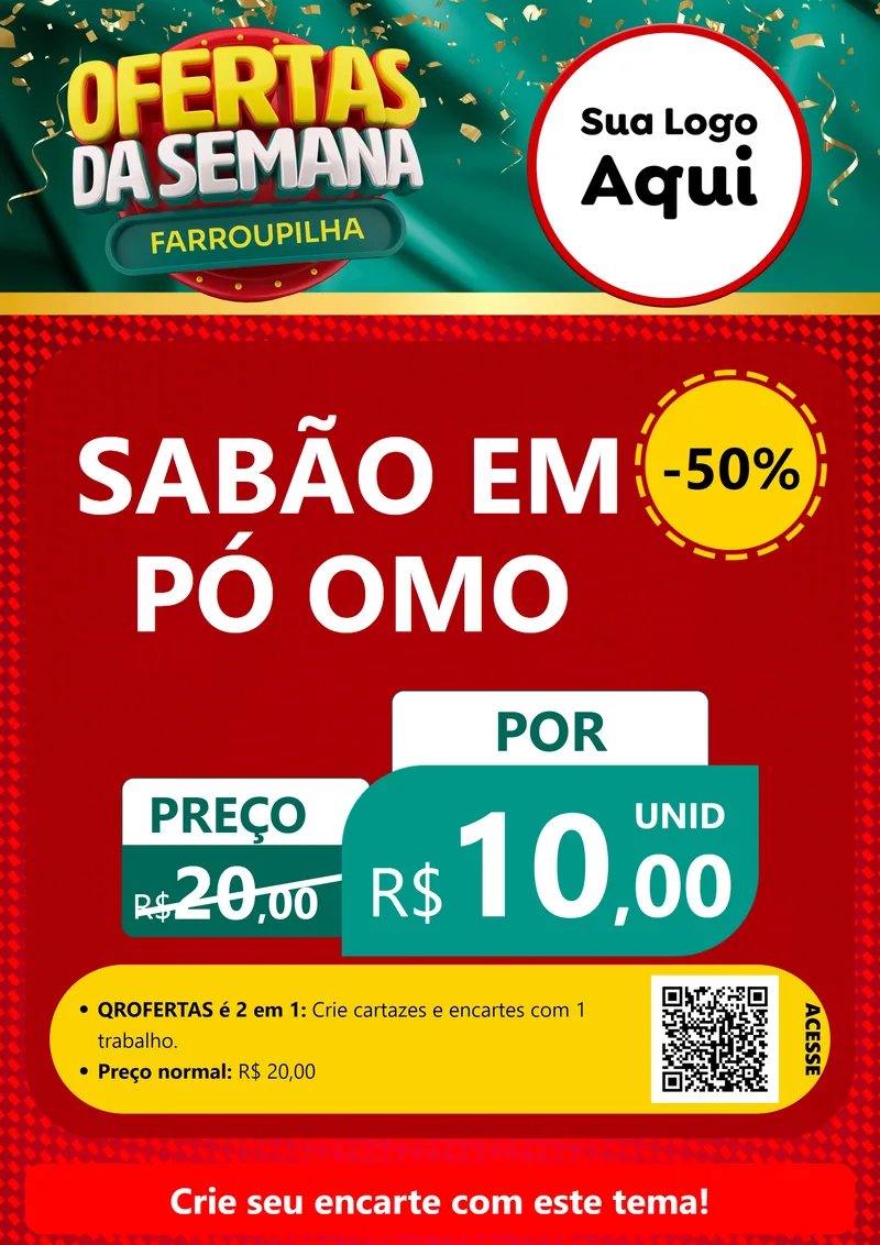 Modelo de Cartaz para Cartaz A4 Vertical com o tema Ofertas da Semana Farroupilha para Produtos de Limpeza