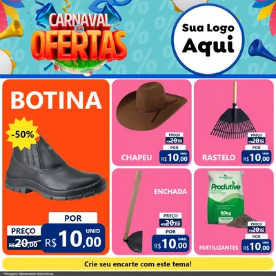 Modelo de Rede Social para Feed Facebook com o tema Carnaval de Ofertas para Agropecuária