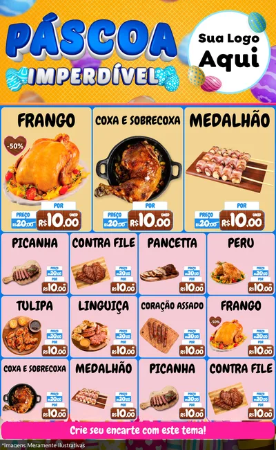 Modelo de Encarte para Encarte Grande com o tema Páscoa Imperdível para Assados
