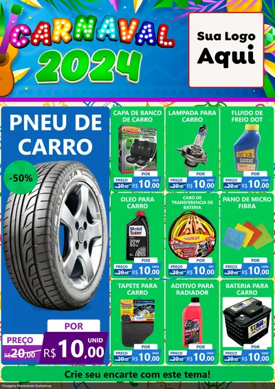 Modelo de Encarte para Encarte A4 Vertical com o tema Carnaval 2027 para Auto peças