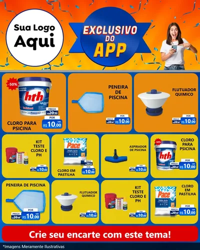 Modelo de Rede Social para Feed Instagram com o tema Exclusivo do Aplicativo para Produtos para Piscina