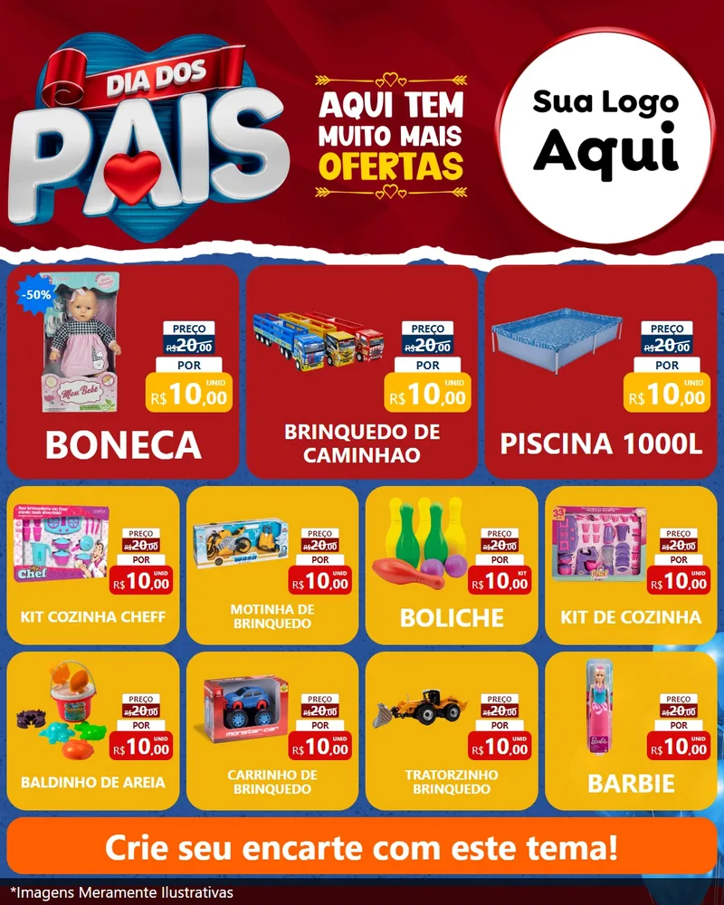 Modelo de Rede Social para Feed Instagram com o tema Dia dos Pais para Brinquedos