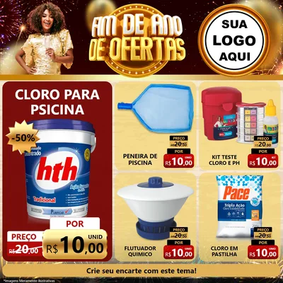 Modelo de Rede Social para Feed Facebook com o tema Fim de Ano de Ofertas para Produtos para Piscina