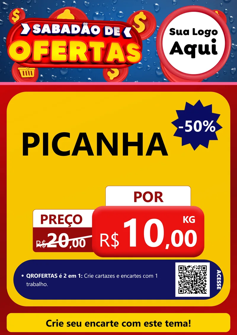 Modelo de Cartaz para Cartaz A4 Vertical com o tema Sabadão de Ofertas para Açougue