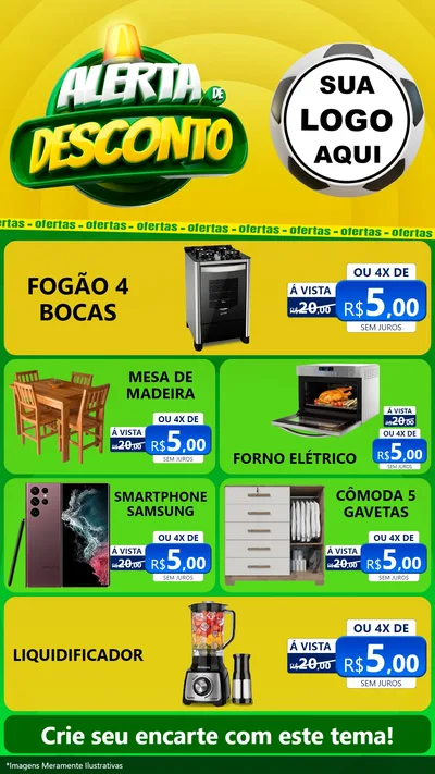Modelo de TV para TV Vertical com o tema Alerta de Desconto para Móveis e Eletro