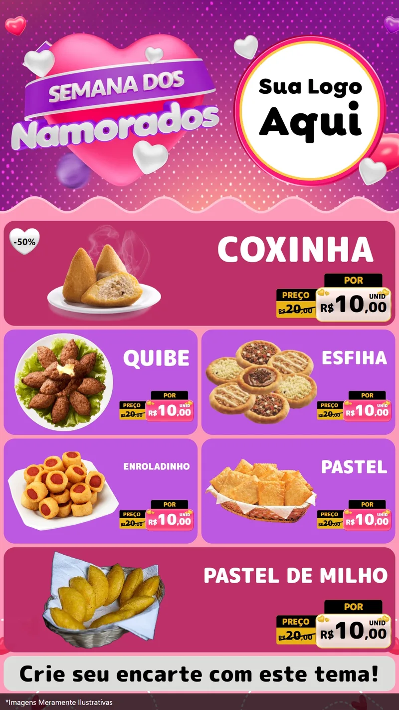 Modelo de TV para TV Vertical com o tema Semana dos Namorados para Salgadaria