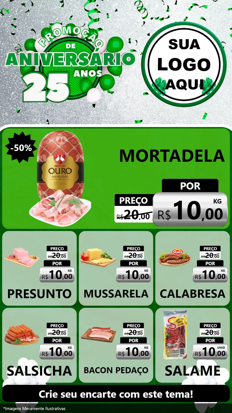 Modelo de Rede Social para Stories com o tema Promoção de Aniversário - 25 Anos para Frios e Laticínios