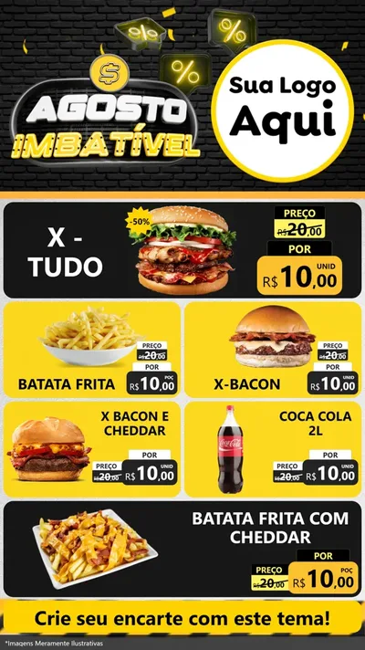 Modelo de TV para TV Vertical com o tema Agosto Imbatível para Hamburgueria