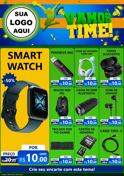 Modelo de Encarte para Encarte A4 Vertical com o tema Vamos Time! para Informática