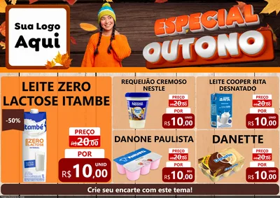 Modelo de Encarte para Encarte A4 Horizontal com o tema Especial Outono para Frios e Laticínios