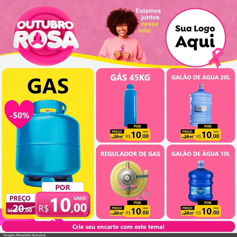 Modelo de Rede Social para Feed Facebook com o tema Outubro Rosa para Água e gás