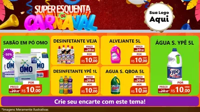 Modelo de TV para TV Horizontal com o tema Super Esquenta de Carnaval para Produtos de Limpeza