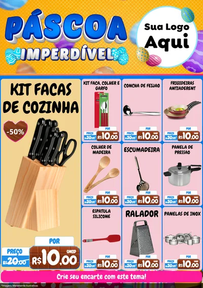 Modelo de Encarte para Encarte A4 Vertical com o tema Páscoa Imperdível para Utilidades Domésticas