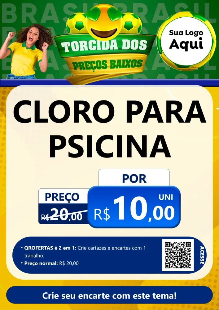 Modelo de Cartaz para Cartaz A4 Vertical com o tema Torcida dos Preços Baixos - Copa para Produtos para Piscina