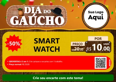 Modelo de Cartaz para Cartaz A4 Horizontal com o tema Dia do Gaúcho para Informática