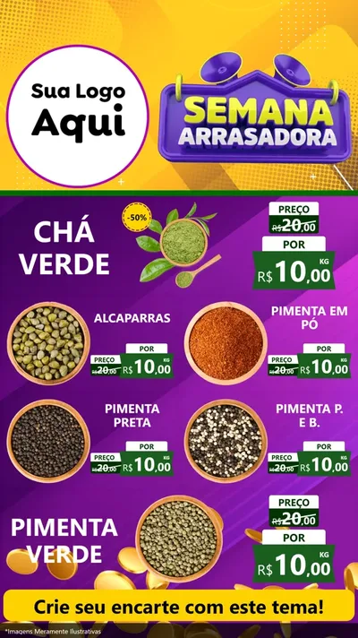 Modelo de TV para TV Vertical com o tema Semana Arrasadora para Produtos Naturais