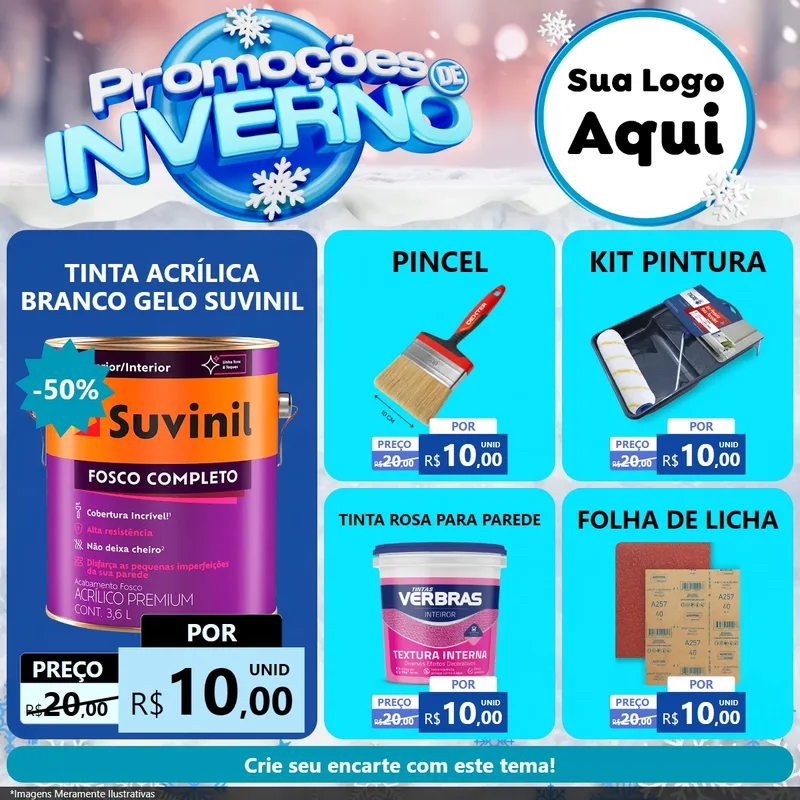Modelo de Rede Social para Feed Facebook com o tema Promoções de Inverno para Tintas e Ferramentas