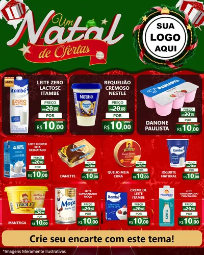 Modelo de Rede Social para Feed Instagram com o tema Um Natal de Ofertas para Frios e Laticínios