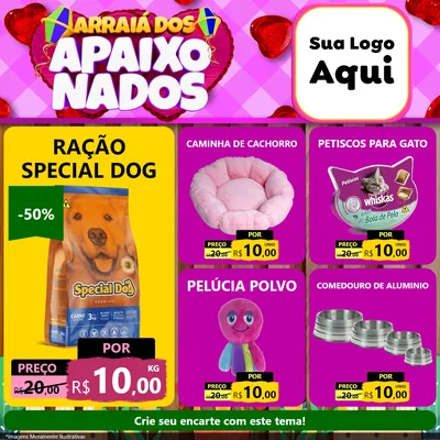 Modelo de Rede Social para Feed Facebook com o tema Arraiá dos Apaixonados para Pet Shop