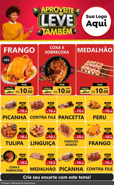 Modelo de Encarte para Encarte Grande com o tema Aproveite e Leve Também para Assados