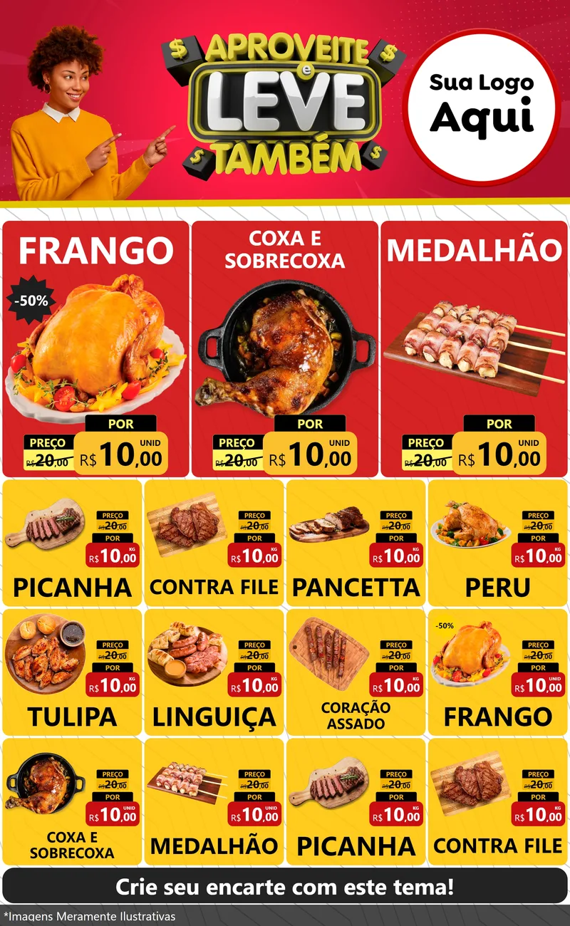 Modelo de Encarte para Encarte Grande com o tema Aproveite e Leve Também para Assados