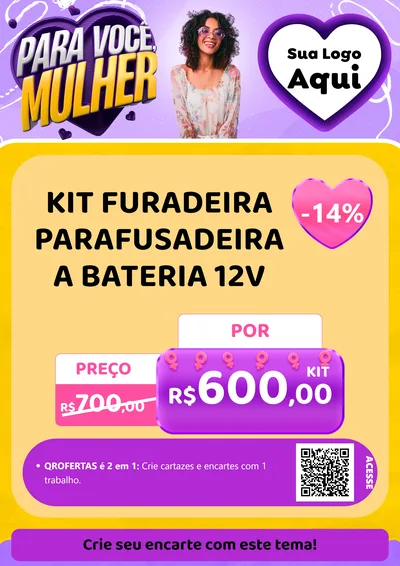 Modelo de Cartaz para Cartaz A4 Vertical com o tema Para Você, Mulher para Maquinas e Ferramentas