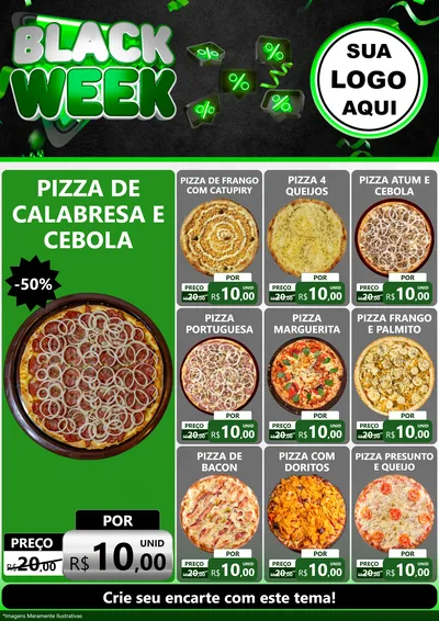 Modelo de Encarte para Encarte A4 Vertical com o tema Black Week para Pizzaria