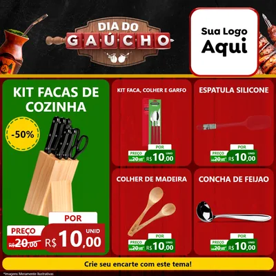 Modelo de Rede Social para Feed Facebook com o tema Dia do Gaúcho para Utilidades Domésticas
