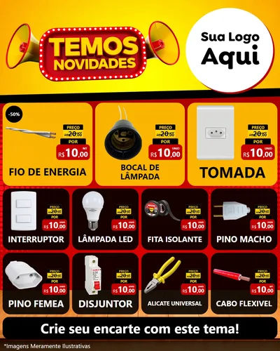Modelo de Rede Social para Feed Instagram com o tema Temos Novidades para Materiais Elétricos
