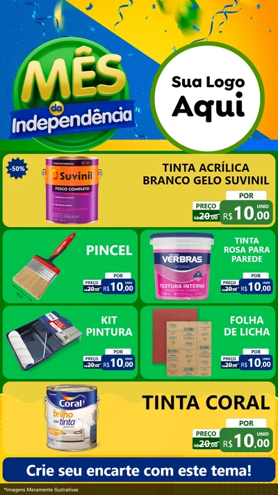 Modelo de TV para TV Vertical com o tema Mês da Independência para Tintas e Ferramentas