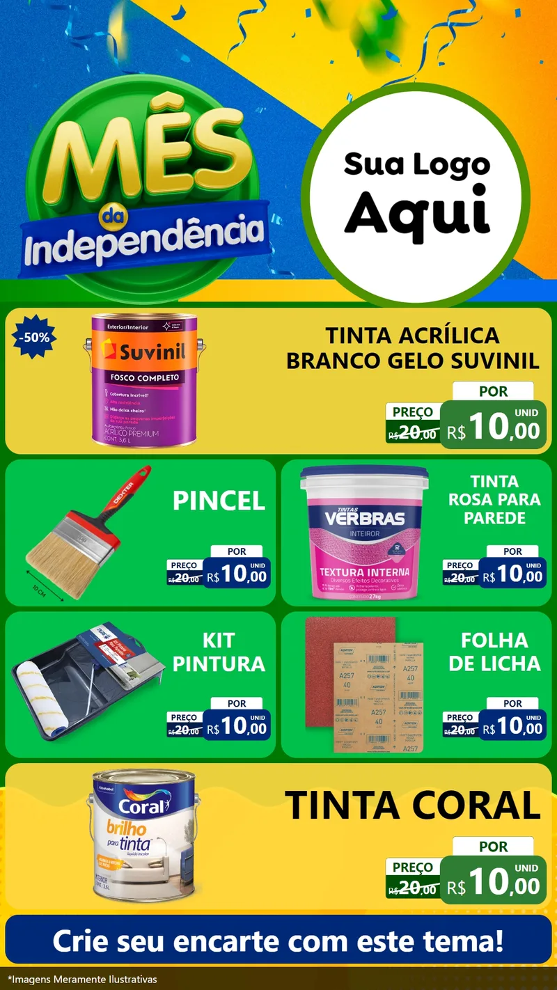 Modelo de TV para TV Vertical com o tema Mês da Independência para Tintas e Ferramentas