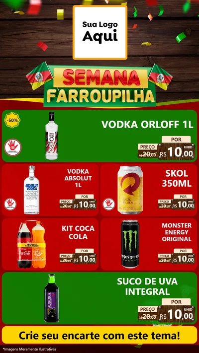 Modelo de TV para TV Vertical com o tema Semana Farroupilha para Distribuidora de bebidas