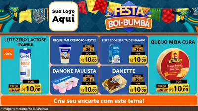 Modelo de TV para TV Horizontal com o tema Festa Boi Bumbá para Frios e Laticínios