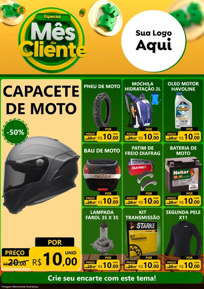 Modelo de Encarte para Encarte A4 Vertical com o tema Especial Mês do Cliente para Moto peças