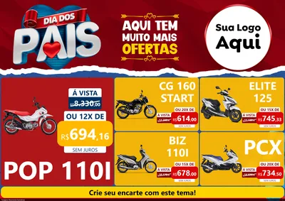 Modelo de Encarte para Encarte A4 Horizontal com o tema Dia dos Pais para Concessionaria de Motos