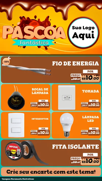 Modelo de TV para TV Vertical com o tema Páscoa Fantástica para Materiais Elétricos