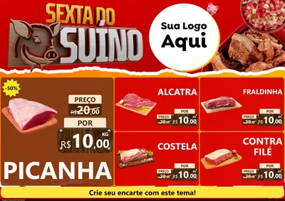 Modelo de Encarte para Encarte A4 Horizontal com o tema Sexta do Suíno para Açougue